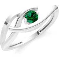 Emerald Twist Solitaire Ring in 18ct White Gold