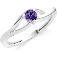 Amethyst Minimal Curve Solitaire Ring in 9ct White Gold