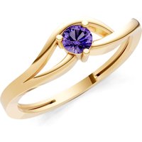 Amethyst Minimal Curve Solitaire Ring in 9ct Gold