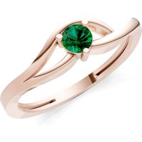 Emerald Minimal Curve Solitaire Ring in 9ct Rose Gold