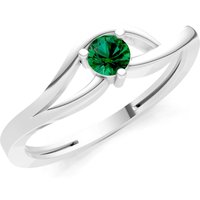 Emerald Minimal Curve Solitaire Ring in 9ct White Gold