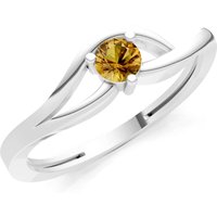 Citrine Minimal Curve Solitaire Ring in 9ct White Gold