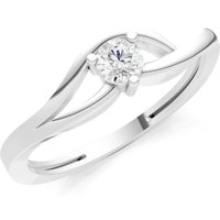 Diamond Minimal Curve Solitaire Ring, 0.11 ct in 18ct White Gold