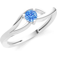 Swiss Blue Topaz Minimal Curve Solitaire Ring in 18ct White Gold