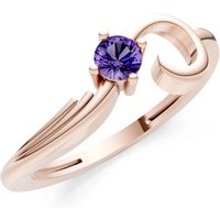 Amethyst Scroll Accent Solitaire Ring in 9ct Rose Gold