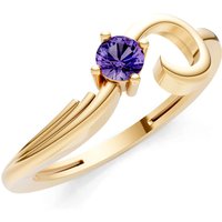 Amethyst Scroll Accent Solitaire Ring in 18ct Gold