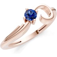 Sapphire Scroll Accent Solitaire Ring in 9ct Rose Gold