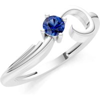 Sapphire Scroll Accent Solitaire Ring in 9ct White Gold