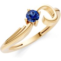 Sapphire Scroll Accent Solitaire Ring in 9ct Gold
