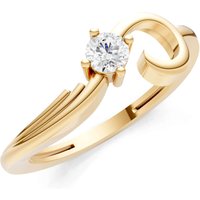Diamond Scroll Accent Solitaire Ring, 0.11 ct in 9ct Gold
