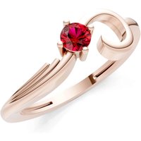 Ruby Scroll Accent Solitaire Ring in 9ct Rose Gold