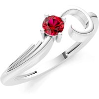 Ruby Scroll Accent Solitaire Ring in 18ct White Gold