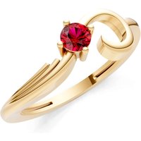 Ruby Scroll Accent Solitaire Ring in 18ct Gold