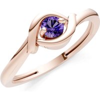 Amethyst Wrap Solitaire Lunara Curve Ring in 9ct Rose Gold