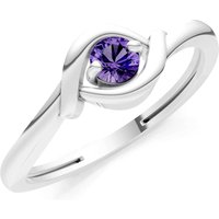 Amethyst Wrap Solitaire Lunara Curve Ring in 9ct White Gold