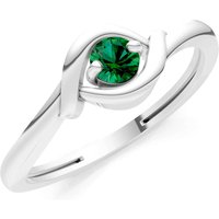 Emerald Wrap Solitaire Lunara Curve Ring in 9ct White Gold