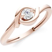 Diamond Wrap Solitaire Lunara Curve Ring, 0.11 ct in 9ct Rose Gold