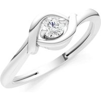 Diamond Wrap Solitaire Lunara Curve Ring, 0.11 ct in 18ct White Gold