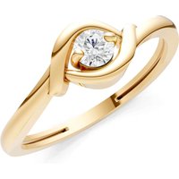 Diamond Wrap Solitaire Lunara Curve Ring, 0.11 ct in 18ct Gold