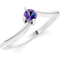 Amethyst Asymmetrical Solitaire Sirius Ring in 9ct White Gold