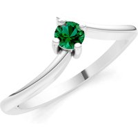 Emerald Asymmetrical Solitaire Sirius Ring in 9ct White Gold