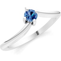 London Blue Topaz Asymmetrical Solitaire Sirius Ring in 9ct White Gold