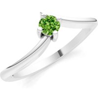 Peridot Asymmetrical Solitaire Sirius Ring in 9ct White Gold