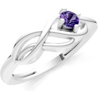 Amethyst Intertwined Solitaire Lyra Orbit Ring in 18ct White Gold