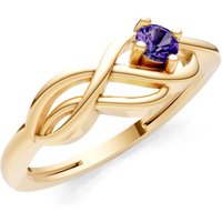 Amethyst Intertwined Solitaire Lyra Orbit Ring in 9ct Gold
