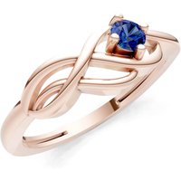 Sapphire Intertwined Solitaire Lyra Orbit Ring in 9ct Rose Gold