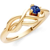 Sapphire Intertwined Solitaire Lyra Orbit Ring in 18ct Gold