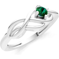 Emerald Intertwined Solitaire Lyra Orbit Ring in 18ct White Gold