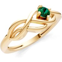 Emerald Intertwined Solitaire Lyra Orbit Ring in 18ct Gold