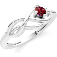 Garnet Intertwined Solitaire Lyra Orbit Ring in 18ct White Gold