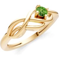 Peridot Intertwined Solitaire Lyra Orbit Ring in 18ct Gold