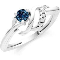 Alexandrite and Diamond Twist Accent Solitaire Ring in 18ct White Gold