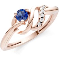 Sapphire and Diamond Twist Accent Solitaire Ring in 9ct Rose Gold