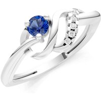 Sapphire and Diamond Twist Accent Solitaire Ring in 9ct White Gold