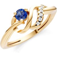 Sapphire and Diamond Twist Accent Solitaire Ring in 9ct Gold