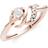 Diamond Twist Accent Solitaire Ring, 0.11 ct in 9ct Rose Gold
