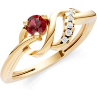 Garnet and Diamond Twist Accent Solitaire Ring in 9ct Gold