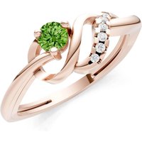 Peridot and Diamond Twist Accent Solitaire Ring in 9ct Rose Gold