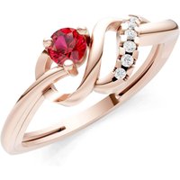 Ruby and Diamond Twist Accent Solitaire Ring in 9ct Rose Gold