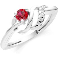 Ruby and Diamond Twist Accent Solitaire Ring in 9ct White Gold