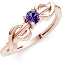 Amethyst Double Knot Tiny Solitaire Andromeda Twist Ring in 9ct Rose Gold