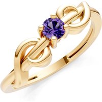 Amethyst Double Knot Tiny Solitaire Andromeda Twist Ring in 18ct Gold