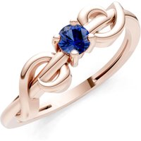 Sapphire Double Knot Tiny Solitaire Andromeda Twist Ring in 9ct Rose Gold