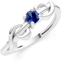 Sapphire Double Knot Tiny Solitaire Andromeda Twist Ring in 9ct White Gold