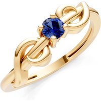 Sapphire Double Knot Tiny Solitaire Andromeda Twist Ring in 9ct Gold