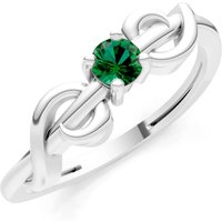 Emerald Double Knot Tiny Solitaire Andromeda Twist Ring in 9ct White Gold